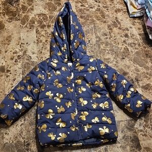 Gymboree Navy and Gold Bow Puffer Jacket